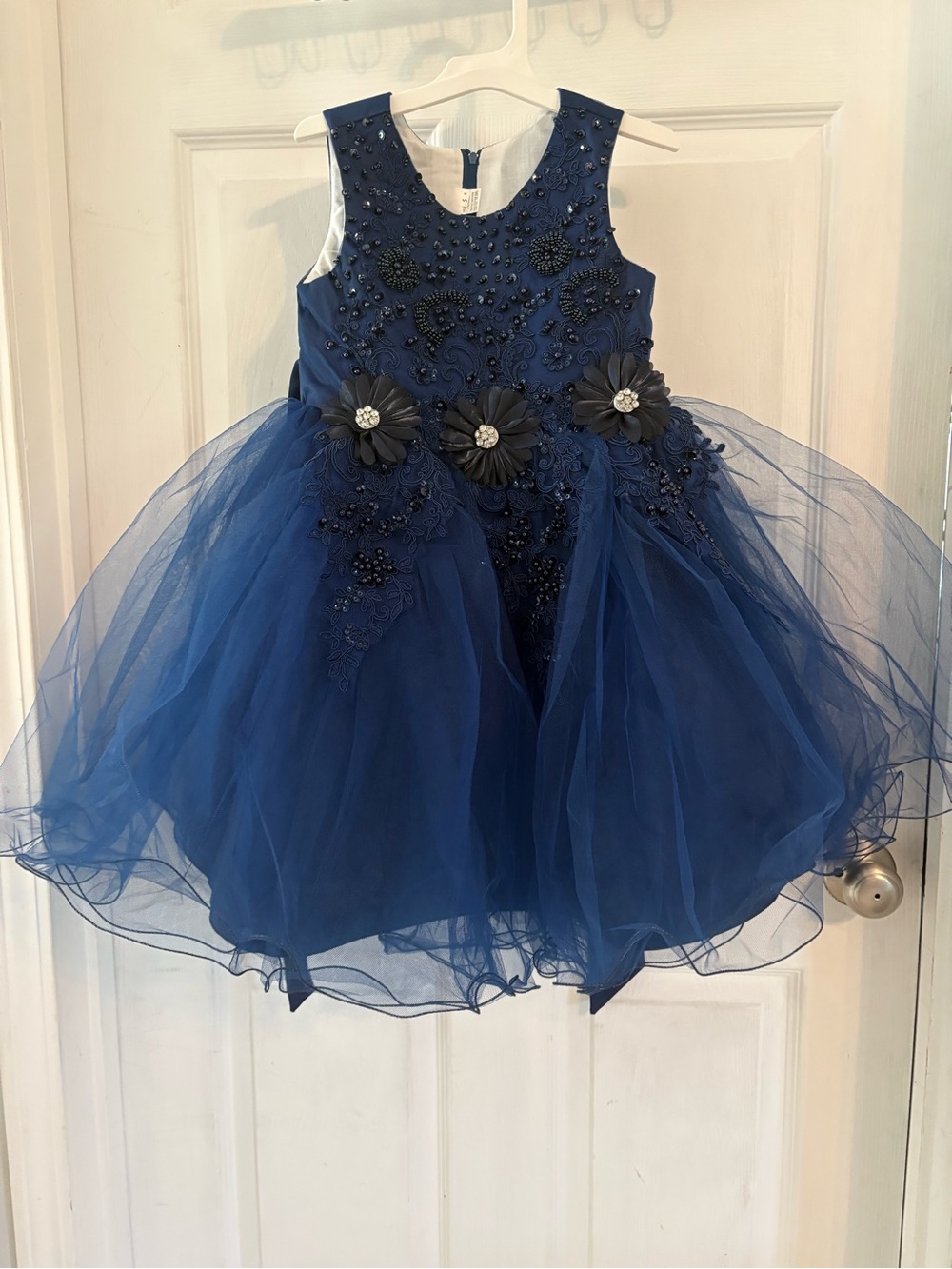 Blue Beaded Tulle Flower Girl Dress - Brand: